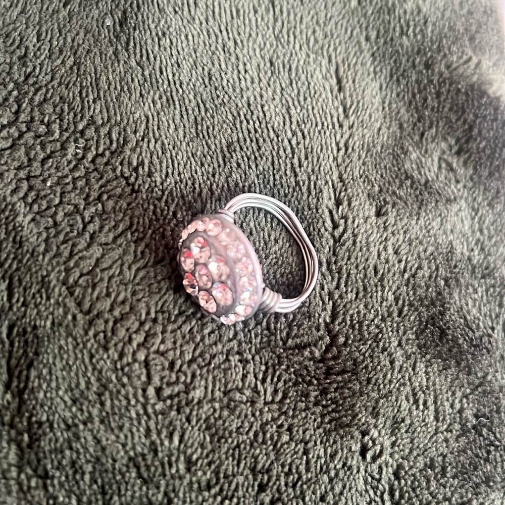 Metal and rhinestone ring